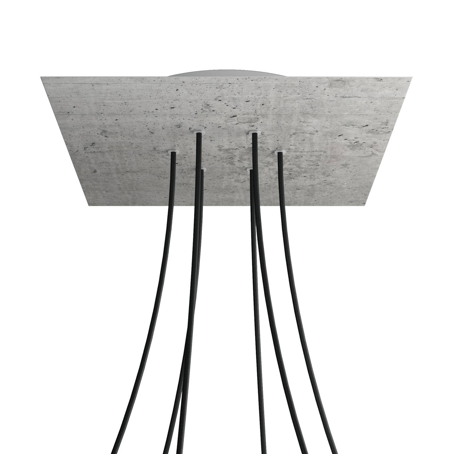 Rosone XXL Rose - One quadrato, 400 mm con 6 fori e 4 fori laterali - Cemento - Creative Cables