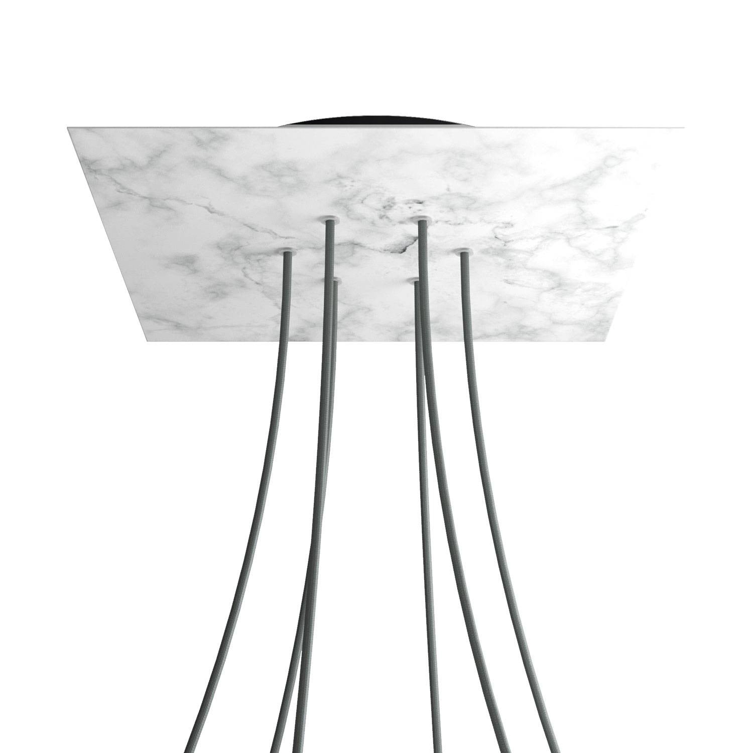 Rosone XXL Rose-One quadrato, 400 mm con 6 fori e 4 fori laterali - Marmo Carrara Nero