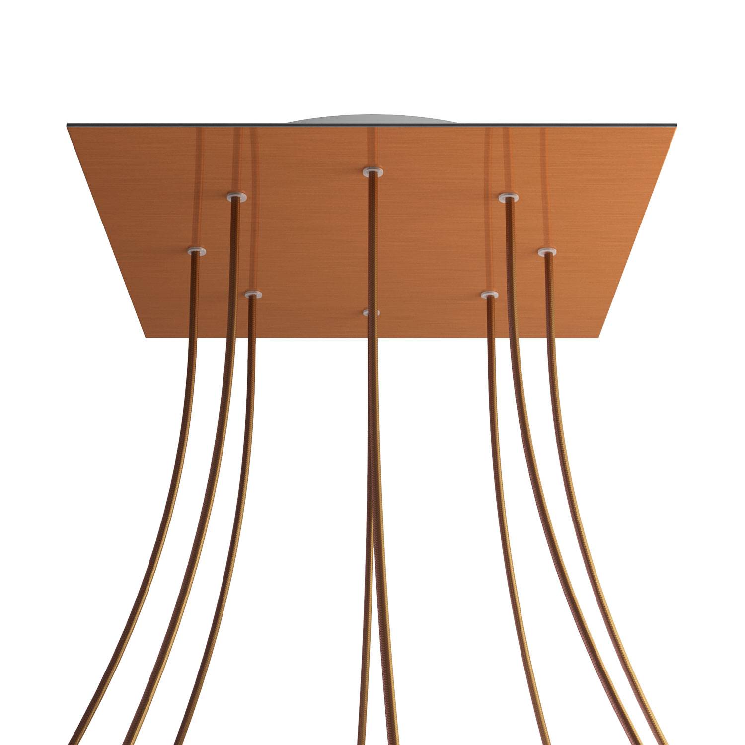 Rosone XXL Rose-One quadrato, 400 mm con 8 fori e 4 fori laterali - Dibond Rame satinato Bianco