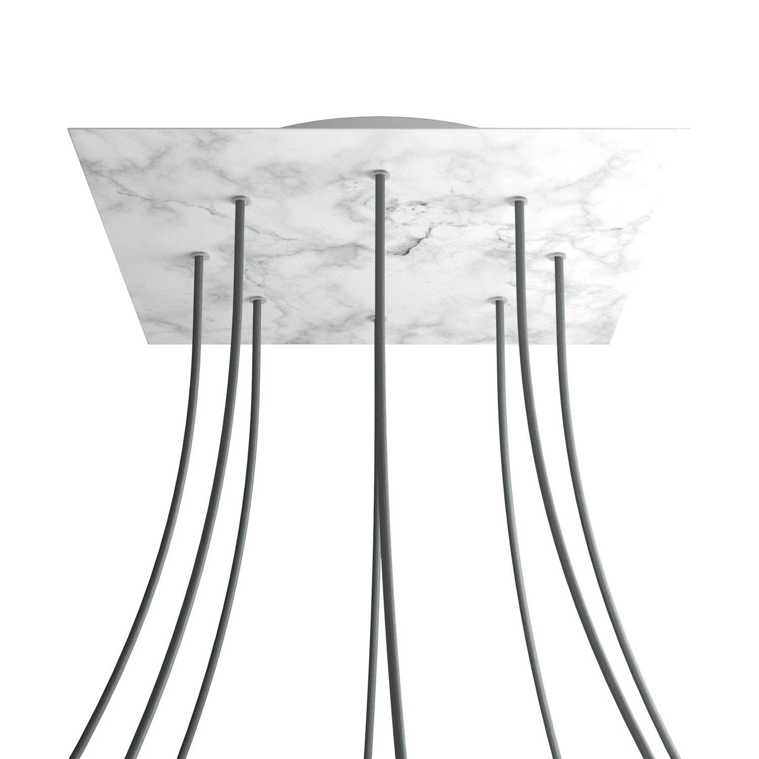 Rosone XXL Rose-One quadrato, 400 mm con 8 fori e 4 fori laterali - Marmo Carrara Bianco