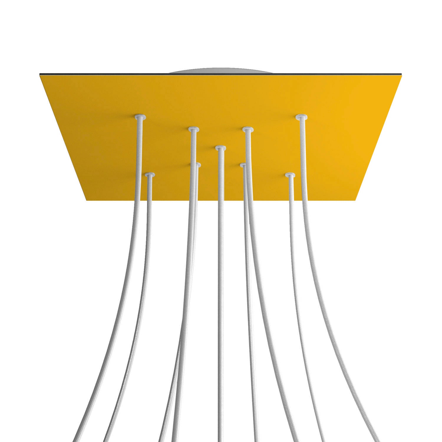 Rosone XXL Rose - One quadrato, 400 mm con 9 fori a X e 4 fori laterali - Mostarda - Creative Cables