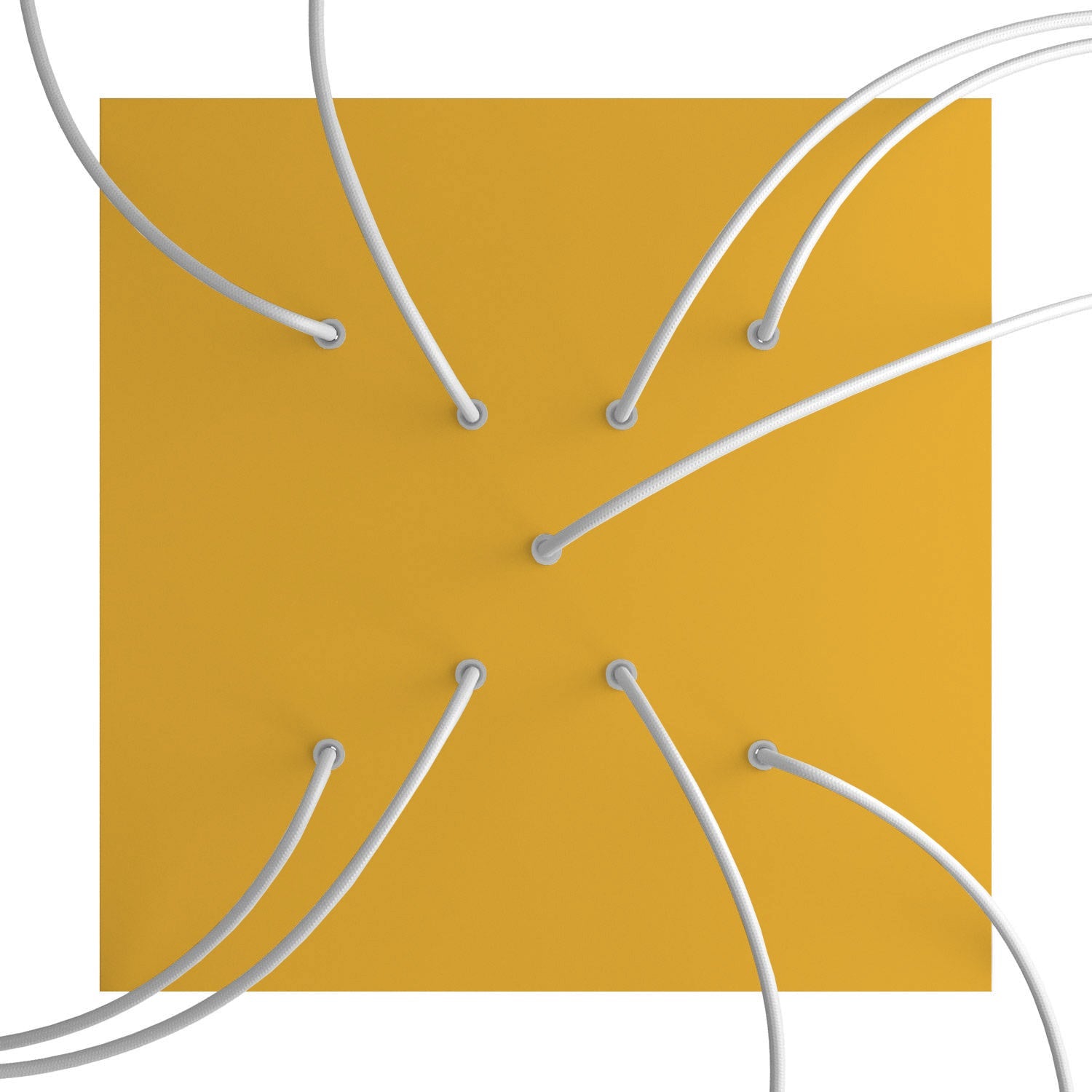 Rosone XXL Rose - One quadrato, 400 mm con 9 fori a X e 4 fori laterali - Mostarda - Creative Cables