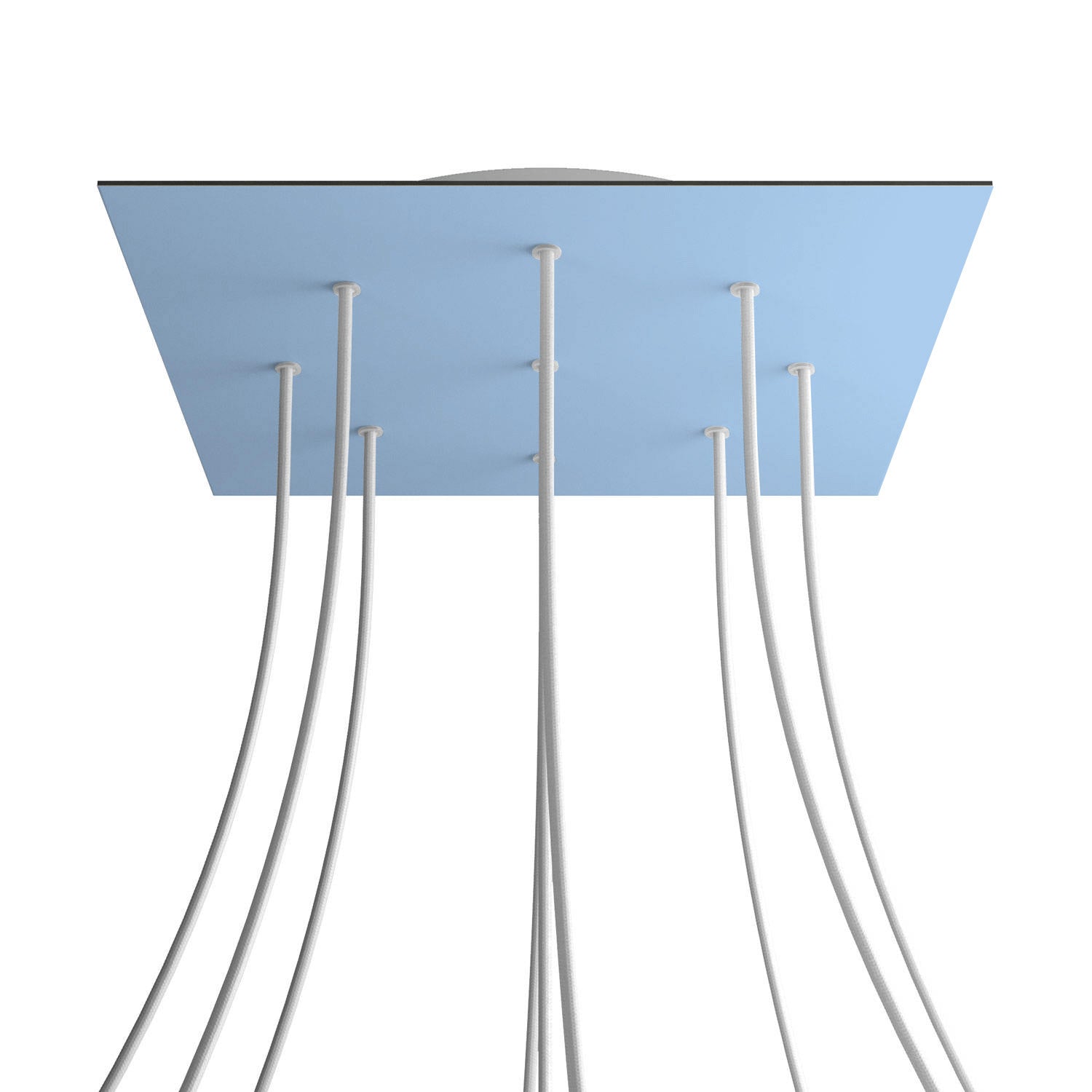 Rosone XXL Rose-One quadrato, 400 mm con 9 fori e 4 fori laterali - Blu carta da zucchero Bianco