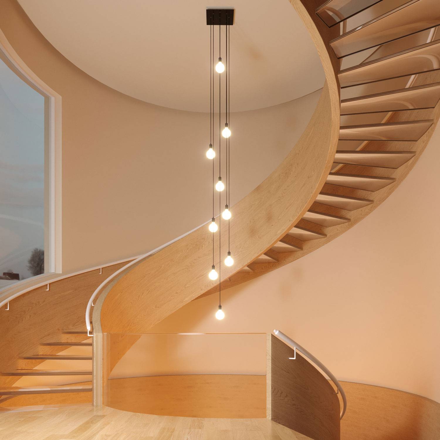 Rosone XXL Rose-One quadrato, 400 mm con 9 fori e 4 fori laterali - Legno Bianco