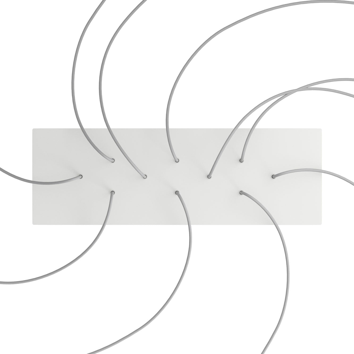 Rosone XXL Rose - One rettangolare a 10 fori e 6 fori laterali, dimensioni 675 x 225 mm - Dibond Bianco opaco - Creative Cables