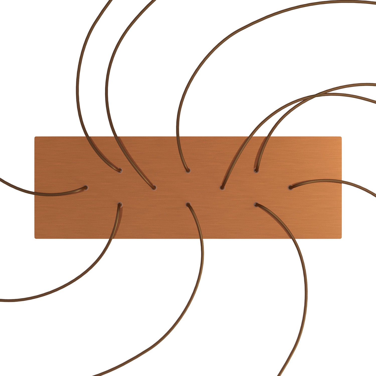 Rosone XXL Rose - One rettangolare a 10 fori e 6 fori laterali, dimensioni 675 x 225 mm - Dibond Rame satinato - Creative Cables