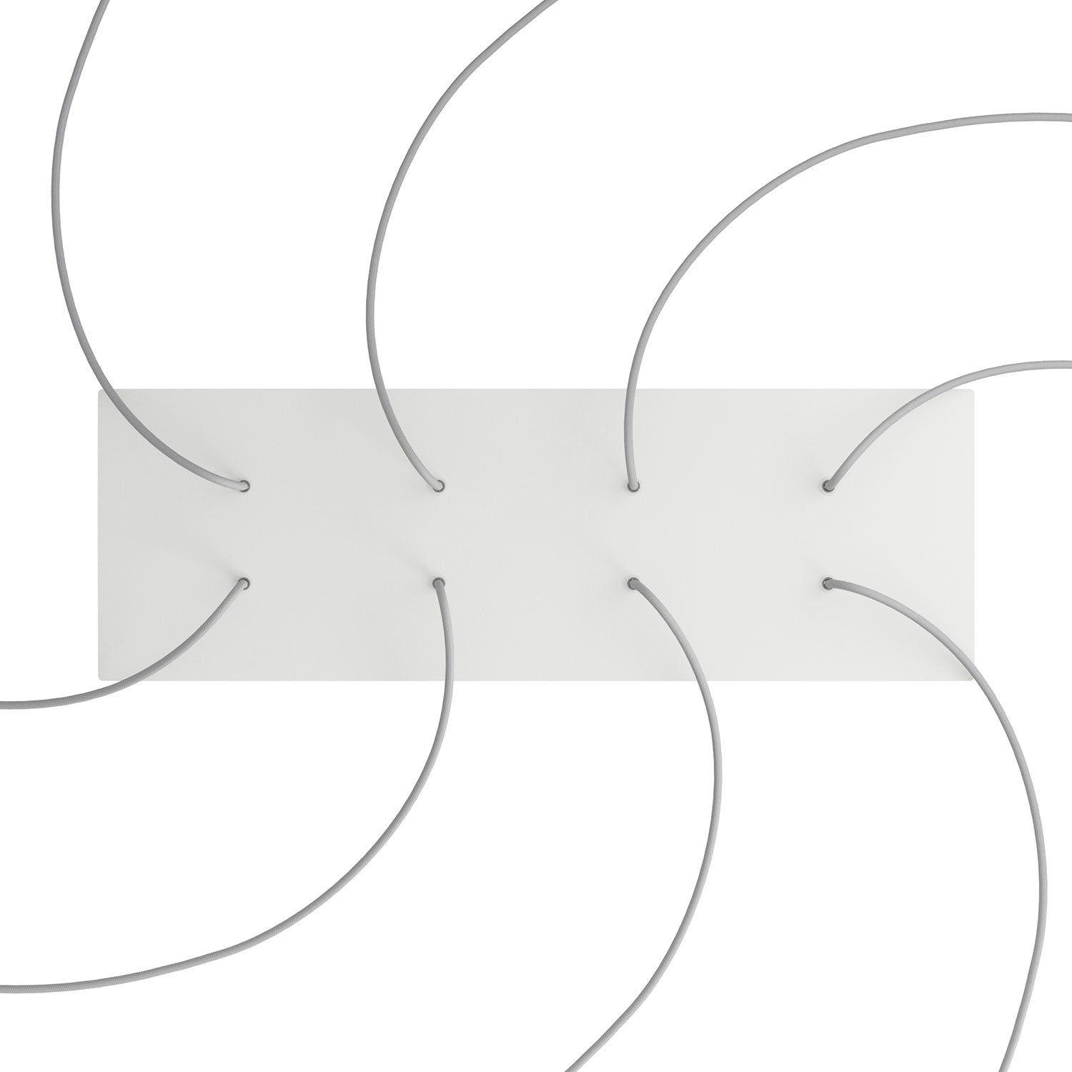 Rosone XXL Rose - One rettangolare a 8 fori e 6 fori laterali, dimensioni 675 x 225 mm - Dibond Bianco opaco - Creative Cables