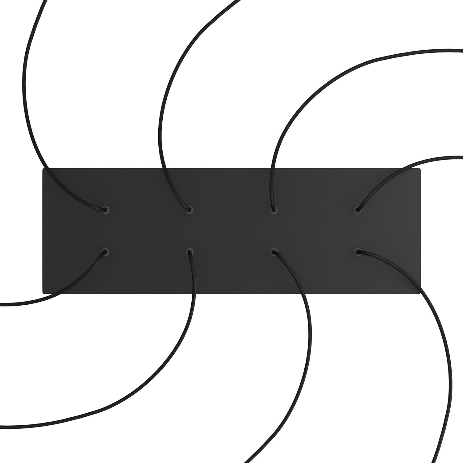 Rosone XXL Rose - One rettangolare a 8 fori e 6 fori laterali, dimensioni 675 x 225 mm - Dibond Nero opaco - Creative Cables