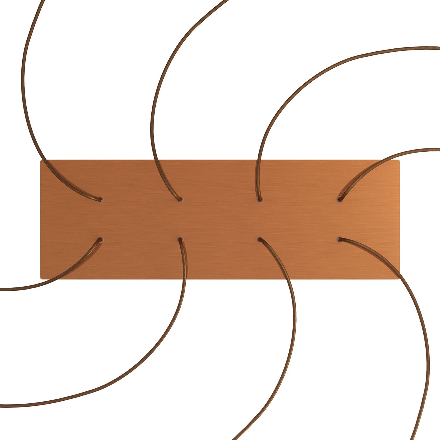 Rosone XXL Rose - One rettangolare a 8 fori e 6 fori laterali, dimensioni 675 x 225 mm - Dibond Rame satinato - Creative Cables