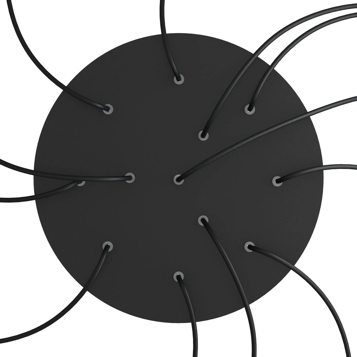 Rosone XXL Rose - One rotondo, diametro 400 mm con 12 fori e 4 fori laterali - Nero opaco - Creative Cables