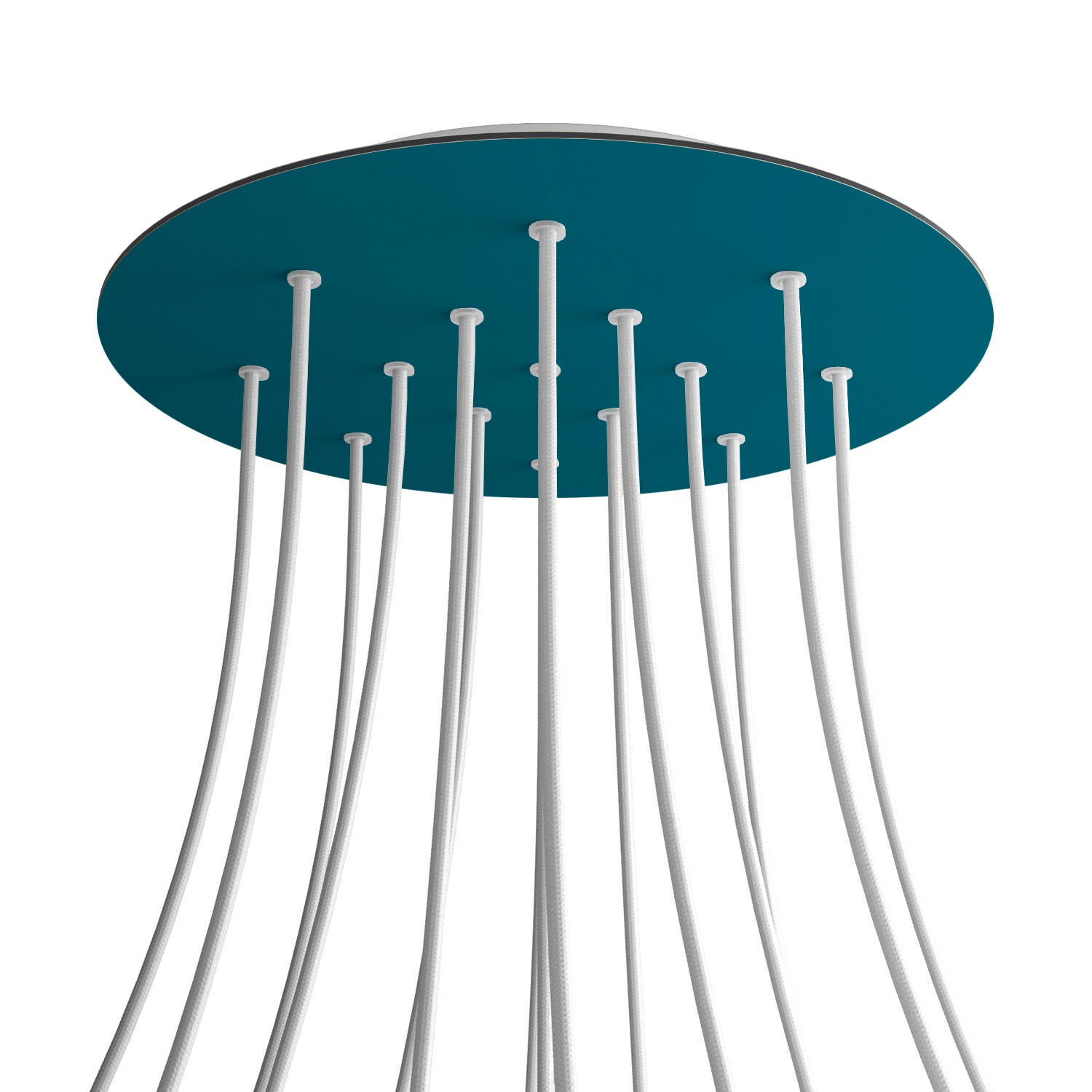Rosone XXL Rose-One rotondo, diametro 400 mm con 15 fori e 4 fori laterali - Petrolio Bianco