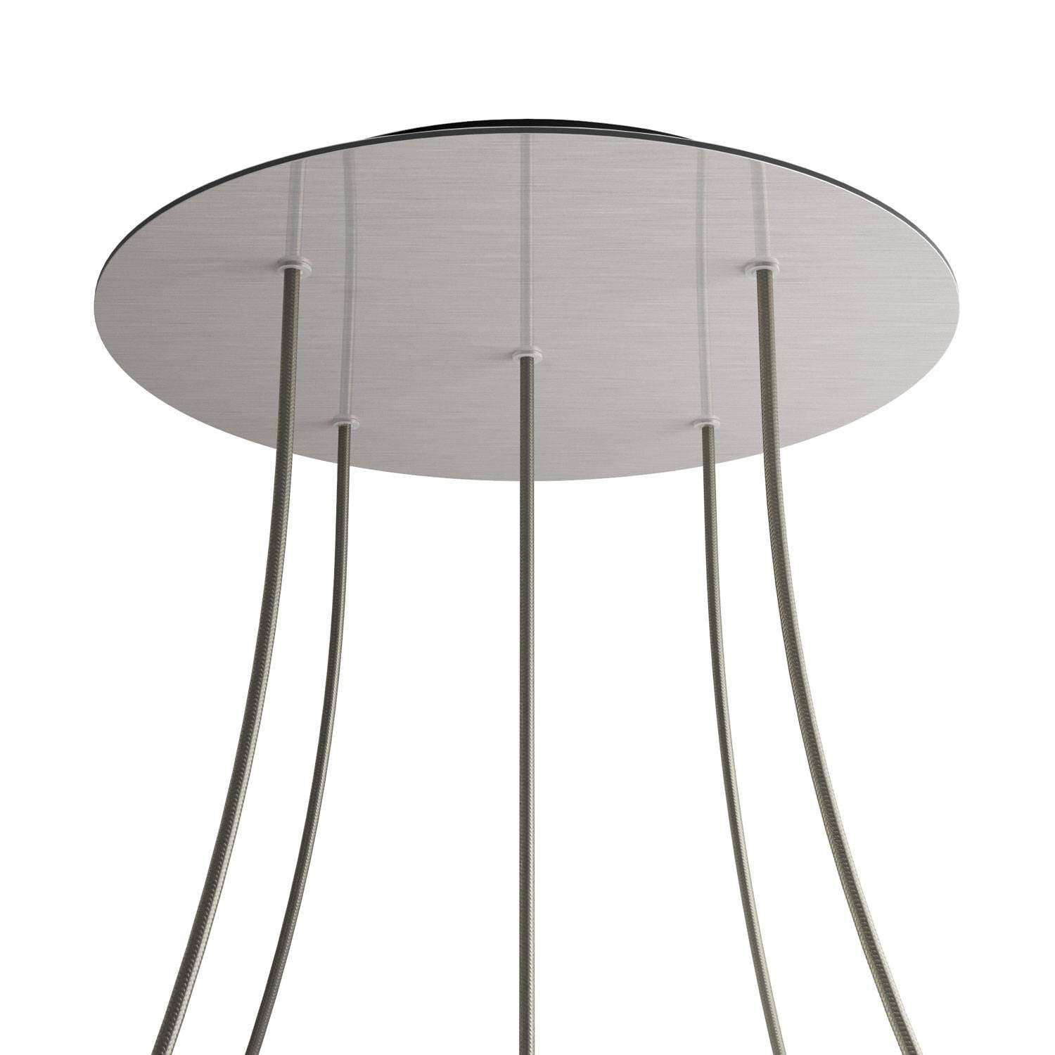 Rosone XXL Rose-One rotondo, diametro 400 mm con 5 fori e 4 fori laterali - Dibond Acciaio satinato Nero