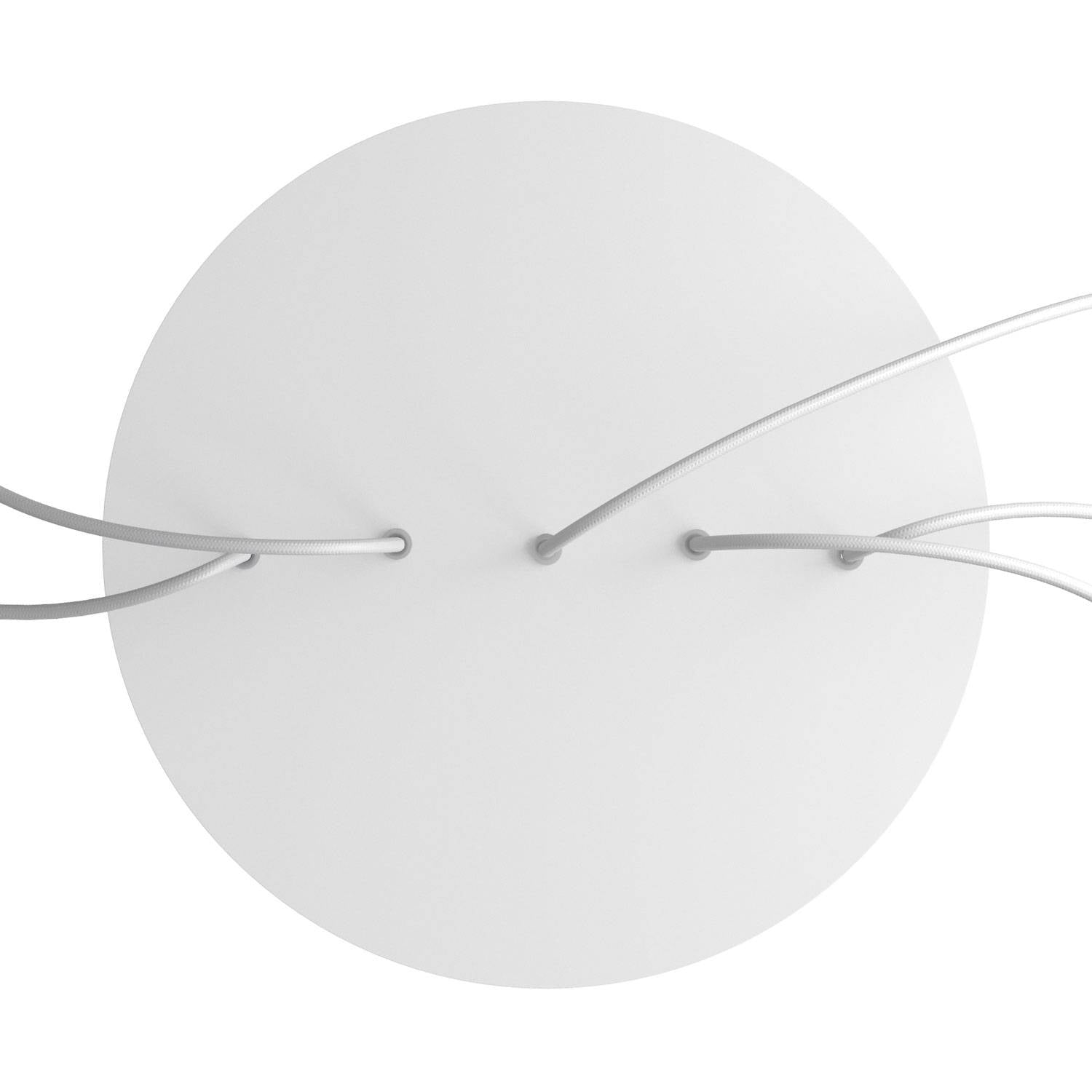 Rosone XXL Rose - One rotondo, diametro 400 mm con 5 fori in linea e 4 fori laterali - Bianco opaco - Creative Cables
