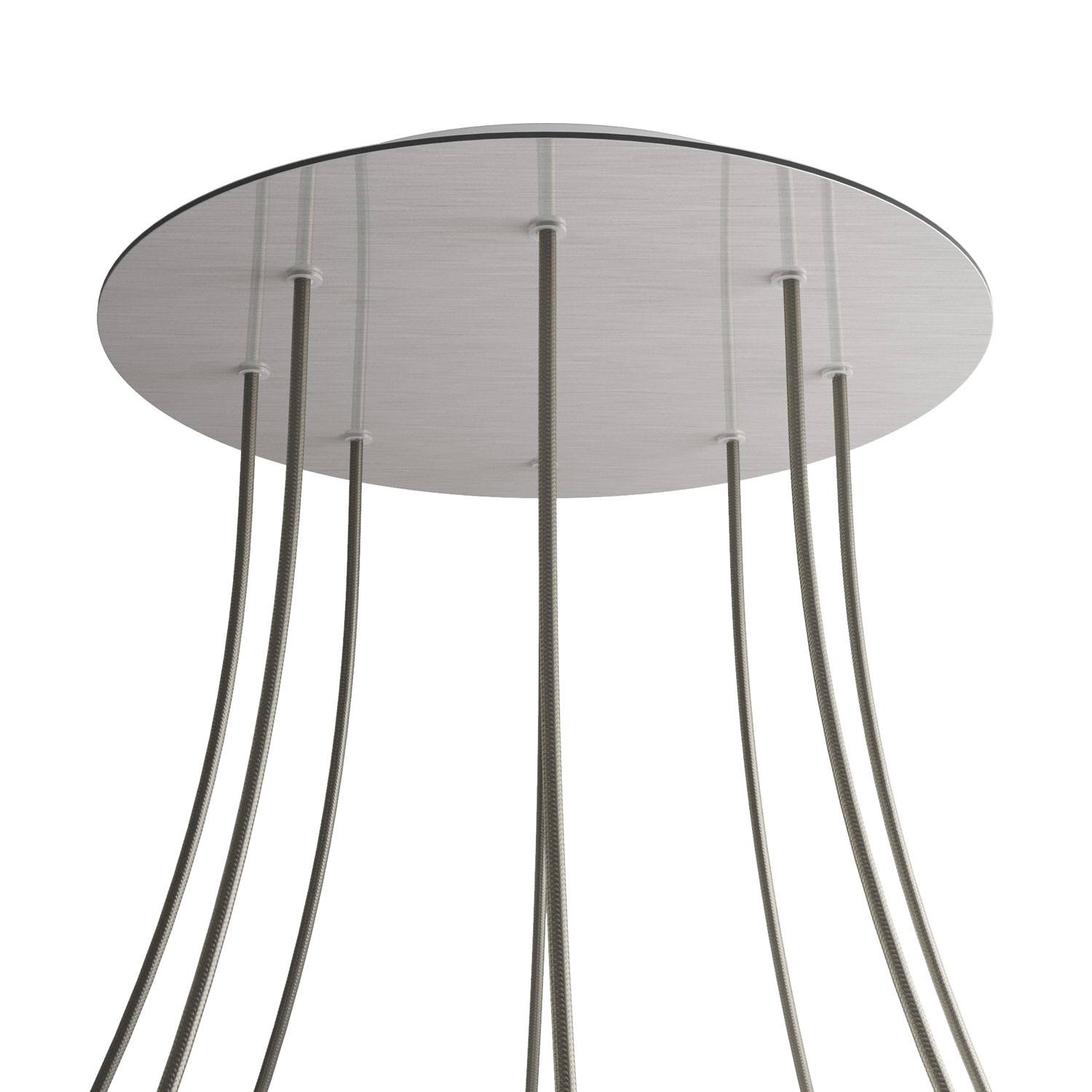 Rosone XXL Rose - One rotondo, diametro 400 mm con 8 fori e 4 fori laterali - Dibond Acciaio satinato - Creative Cables