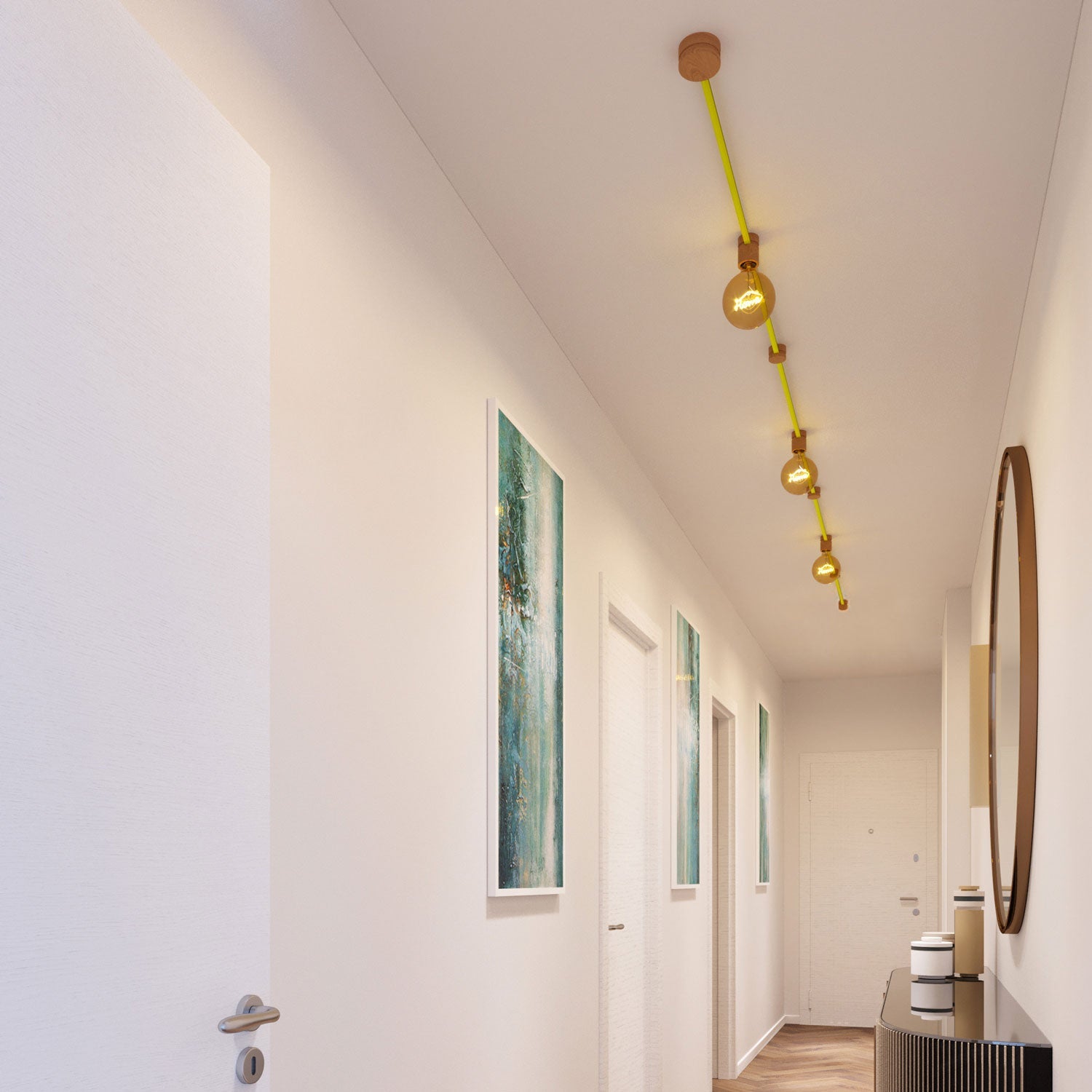 Sistema Filé Linear Kit - con cavo CF10 di 5 m per catenaria e 7 componenti in legno per interni
