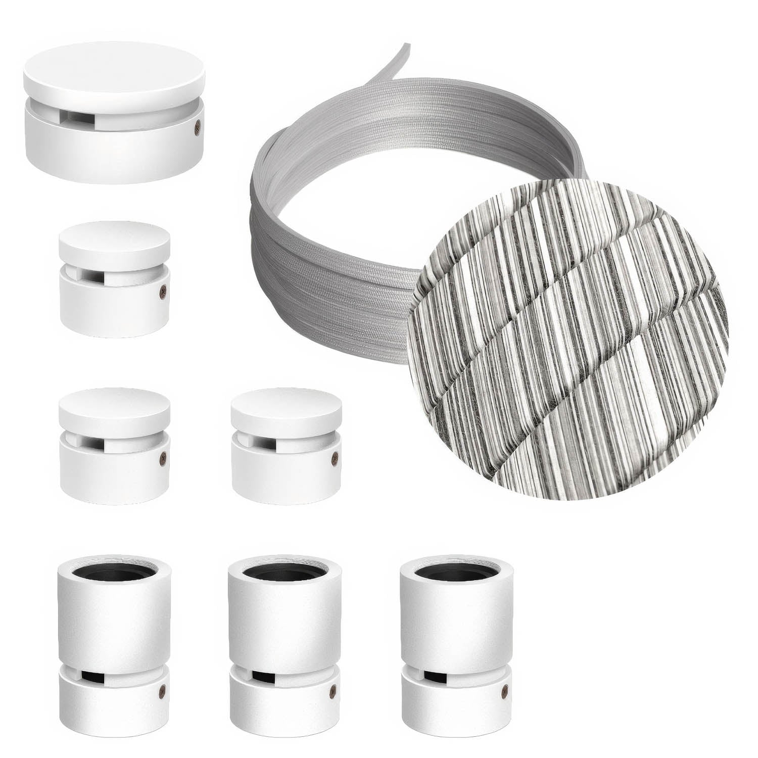 Sistema Filé Linear Kit - con cavo ECC37 di 5 m per catenaria e 7 componenti in legno verniciato bianco per interni