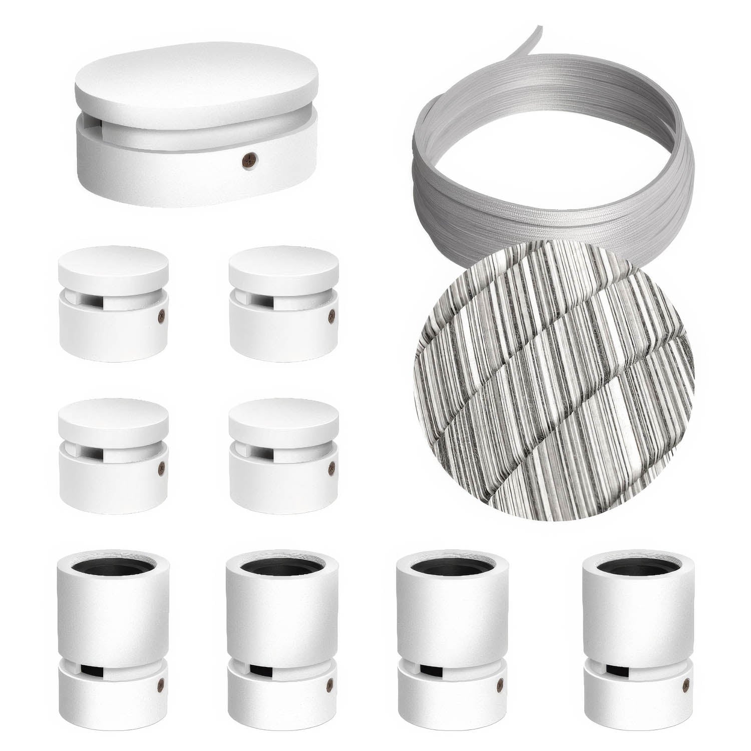 Sistema Filé Symmetric Kit - con cavo ECC37 di 5 m per catenaria e 9 componenti in legno verniciato bianco per interni