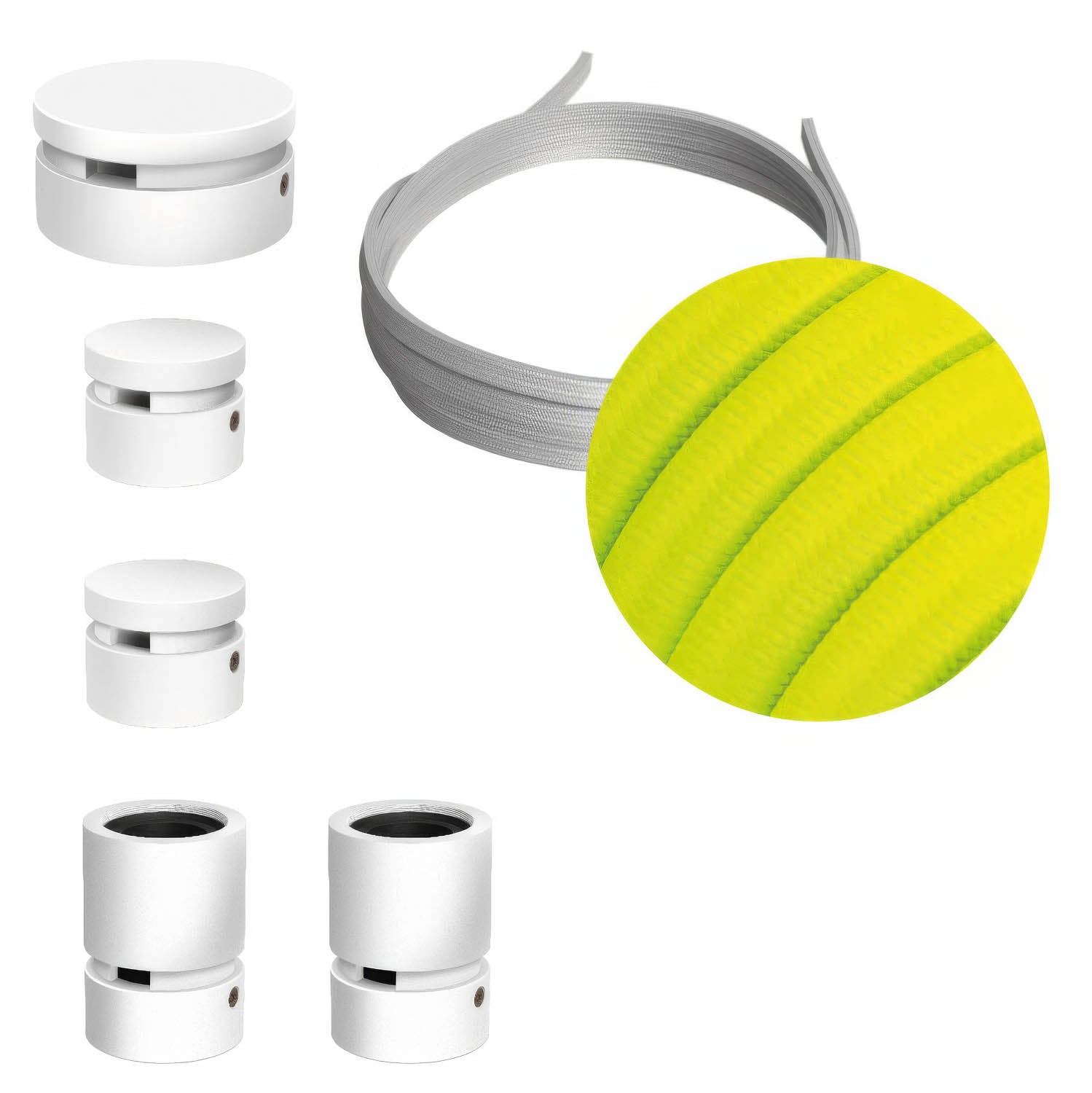 Sistema Filé Wiggle Kit - con cavo CF10 di 3 m per catenaria e 5 componenti in legno verniciato bianco per interni