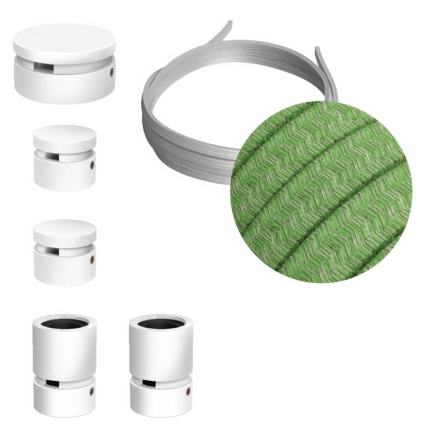 Sistema Filé Wiggle Kit - con cavo CX08 di 3 m per catenaria e 5 componenti in legno verniciato bianco per interni