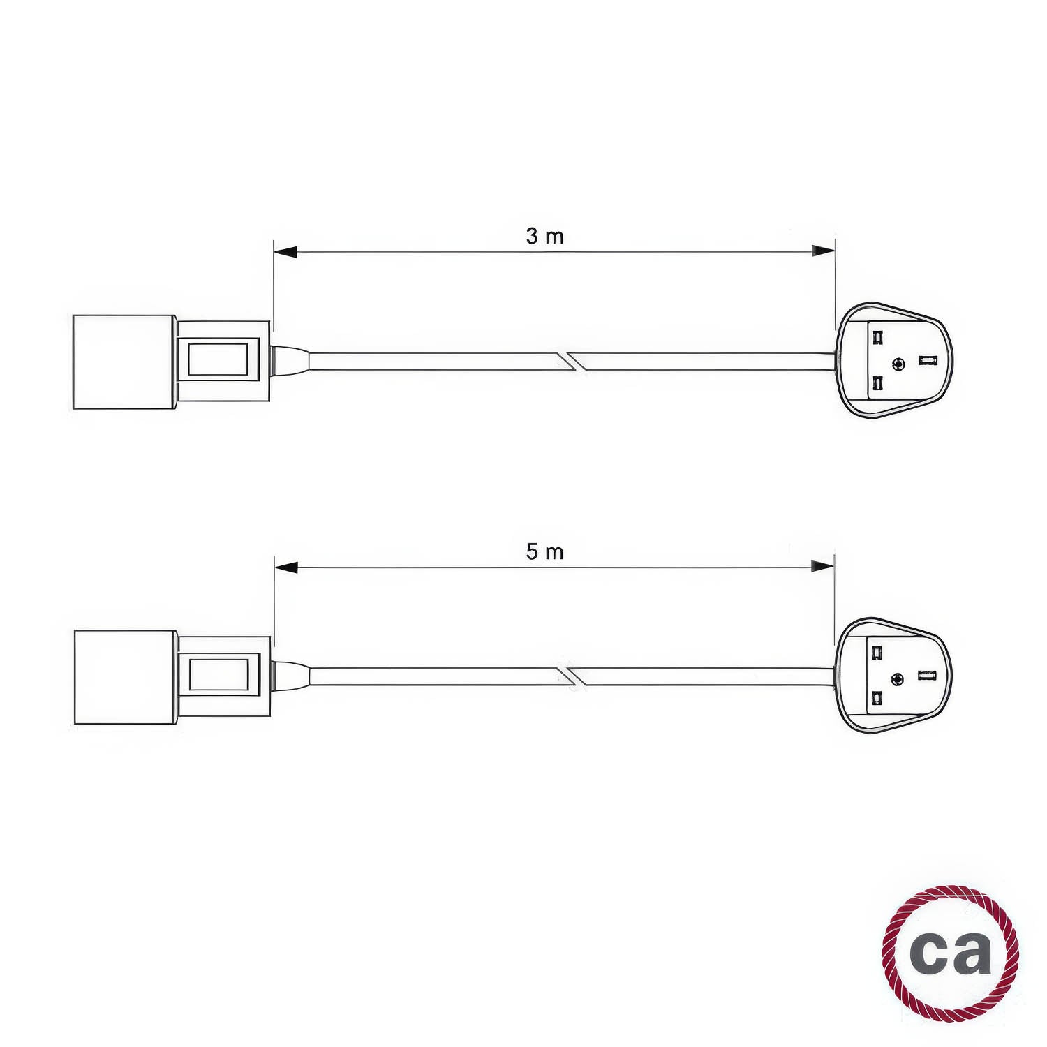 Snake Zig-Zag per paralume - Lampada plug-in con cavo in tessuto effetto Zig-Zag RD75 e spina UK