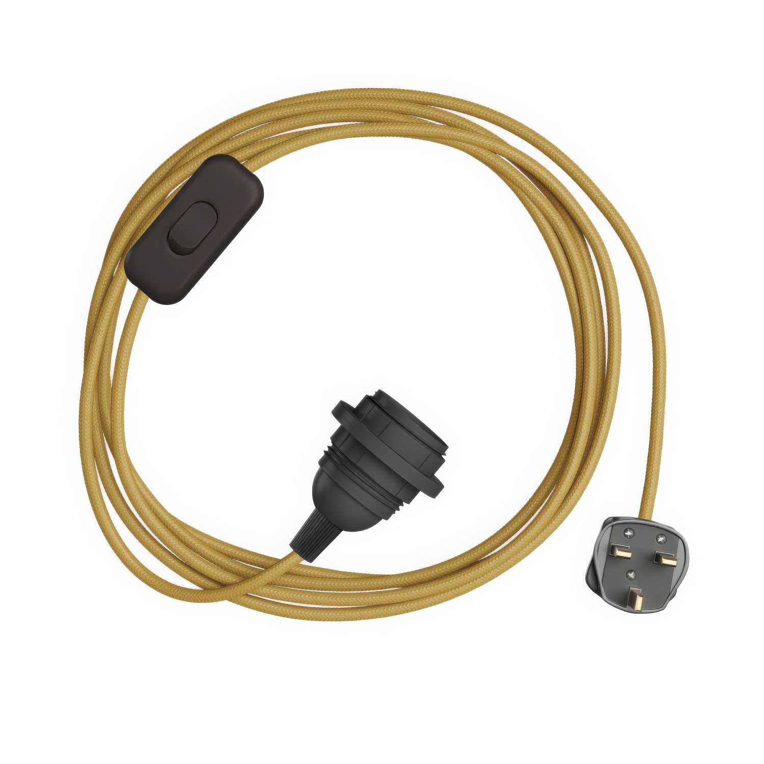SnakeBis per paralume - Cablaggio con portalampada, cavo in tessuto colorato RM25 e spina UK