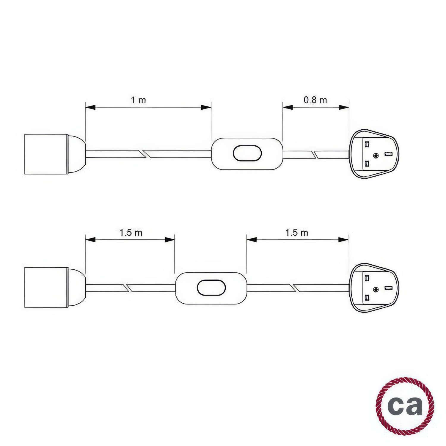 SnakeBis Twisted per paralume - Cablaggio con portalampada, cavo trecciato in tessuto TM25 e spina UK