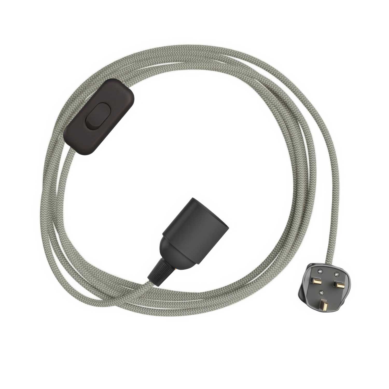 SnakeBis Zig-Zag - Cablaggio con portalampada, cavo in tessuto effetto Zig-Zag RD74 e spina UK