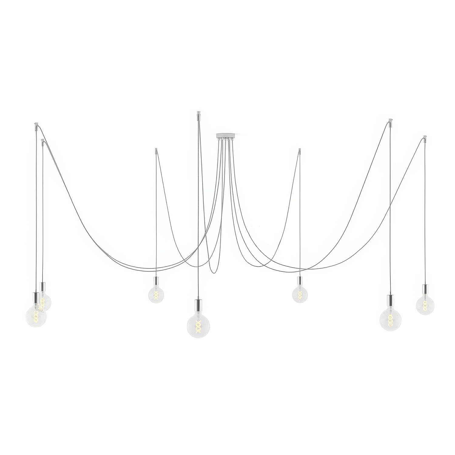 Spider - Lampada a sospensione multipla a 7 cadute con finiture in metallo - Cromo