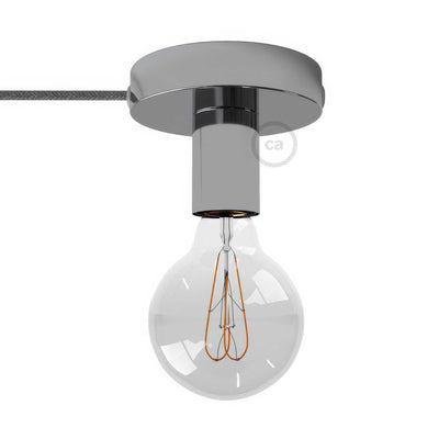 Spostaluce, the metal light point complete with textile cable and side holes - Chrome