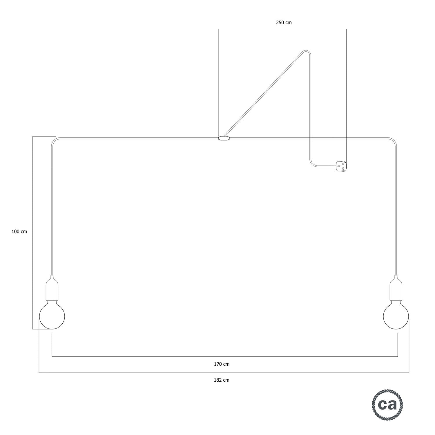T-Snake Modulair Lampada da esterno IP65 portatile a 2 luci con spina UK - Blu carta da zucchero