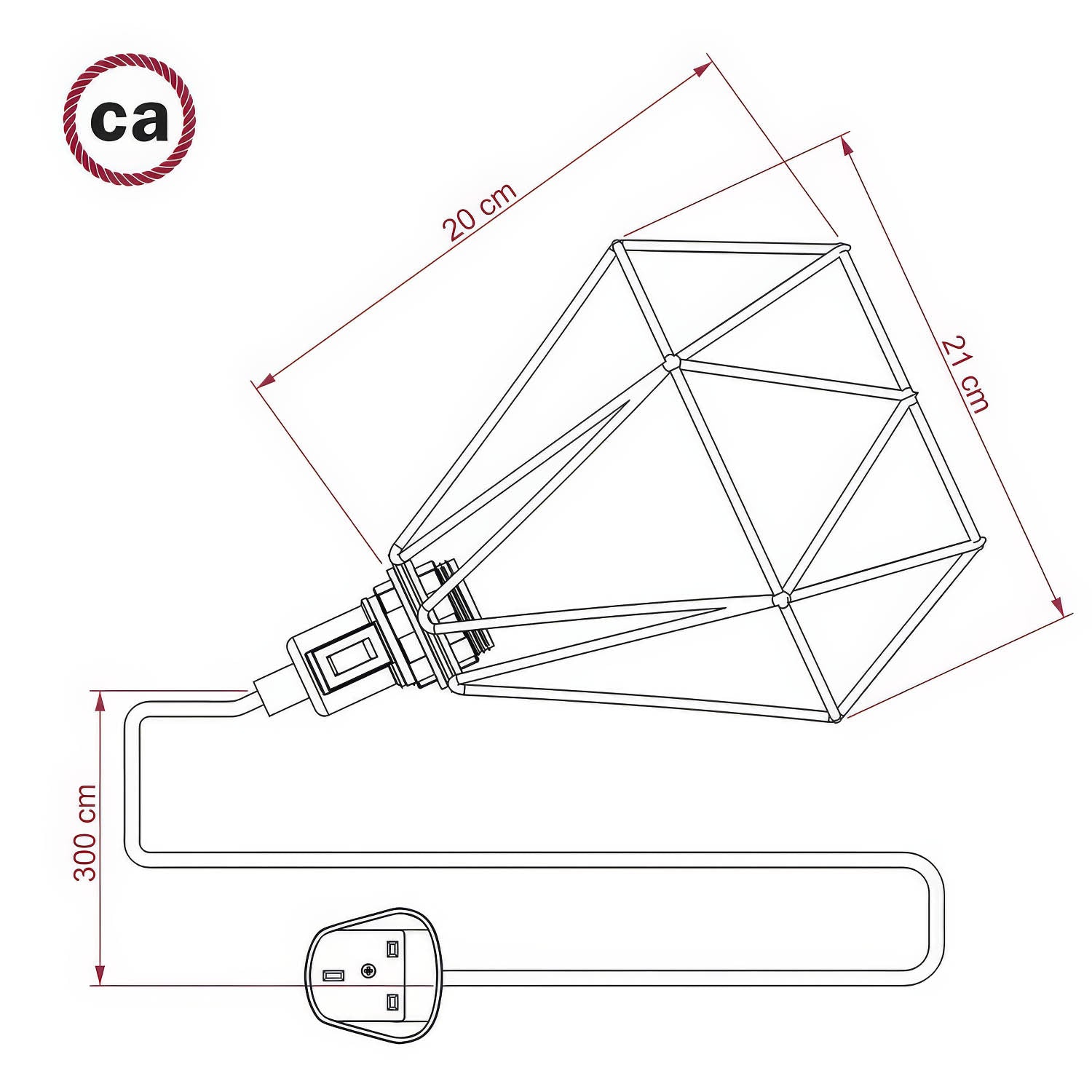 Table Snake - Lampada plug-in con spina UK e paralume a gabbia Diamond - Turchese